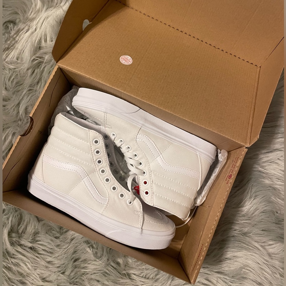 All White High Top Vans